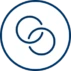 Dark blue circular icon with linked chain symbols, representing collaboration, partnerships, and open innovation for resilient businesses.