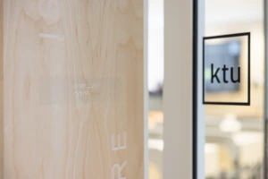 KTU logo on the glass doors